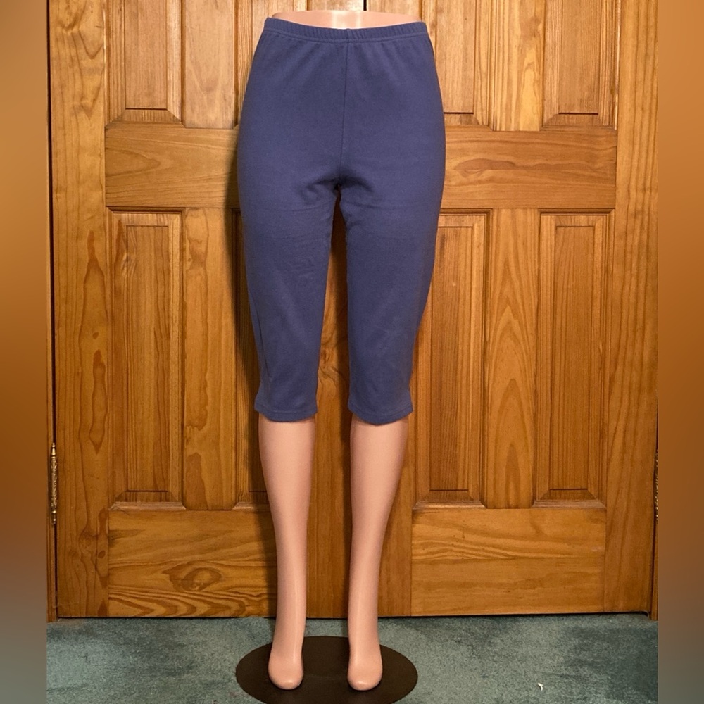 EUC G.W. Sport Vintage 90s Side Split Capri Leggings Stretch Blue Size 1X